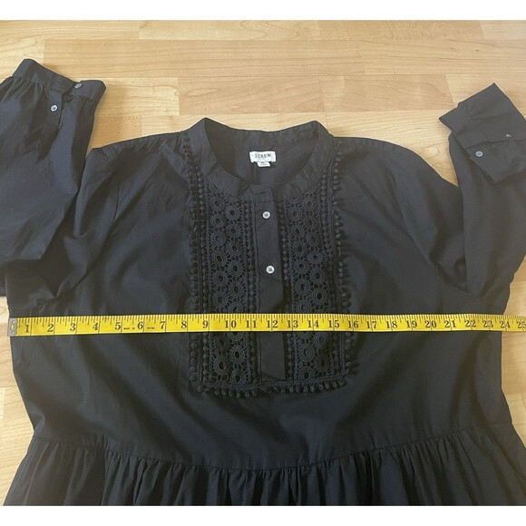 J Crew Embroidered Poplin Tiered Black Dress Size XL - Picture 7 of 10